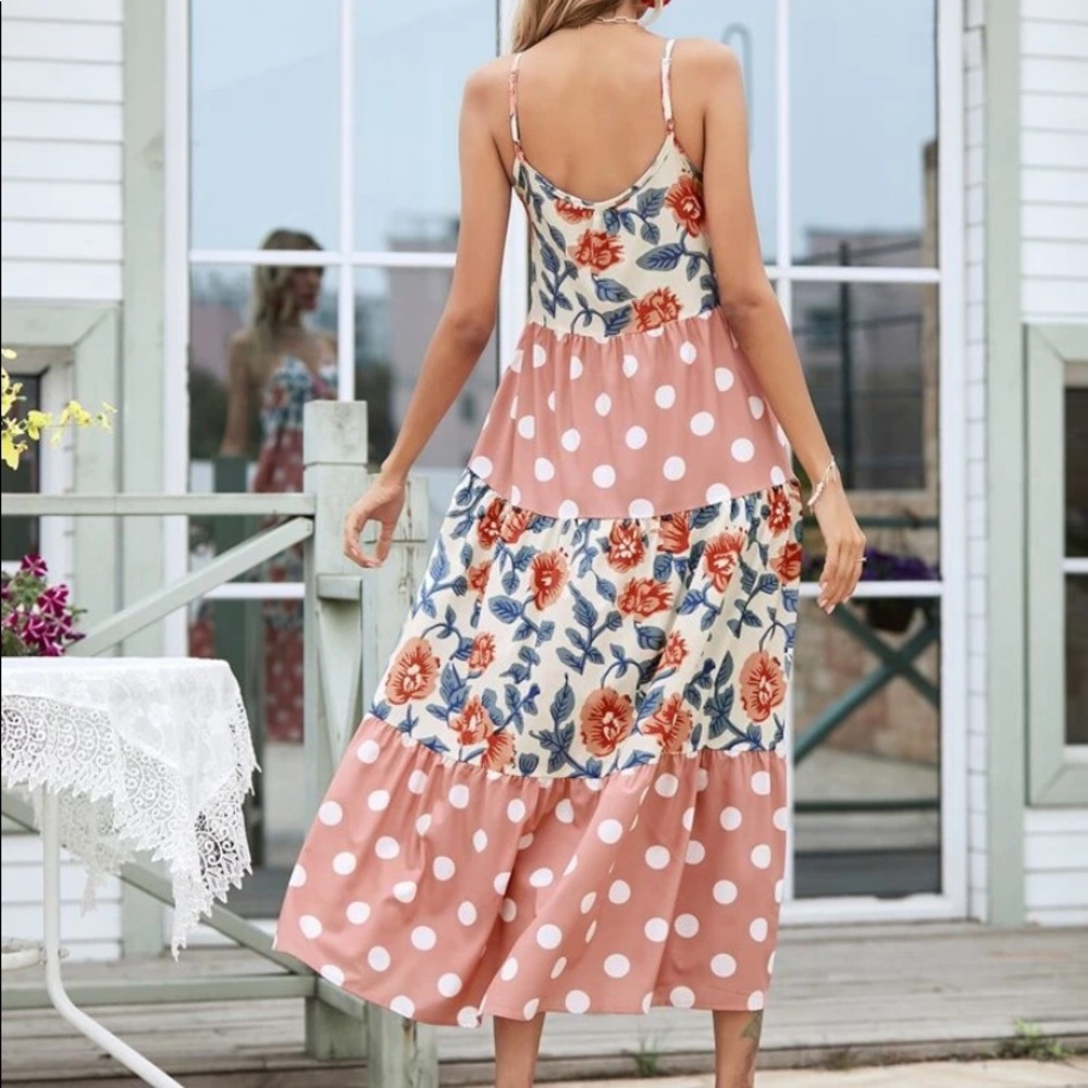 Boho dot and floral cami maxi dress - Picture 2 of 7